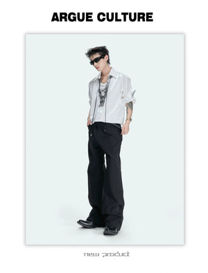 Contrast Lace-Up Satin Shirt