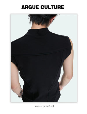 Structured Seam Mock-Neck Tank Top