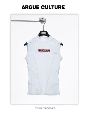 Structured Seam Mock-Neck Tank Top