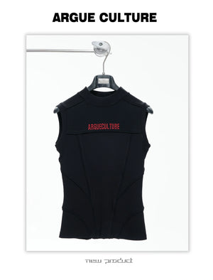 Structured Seam Mock-Neck Tank Top
