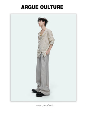Draped Cowl Neck Asymmetric Button Top