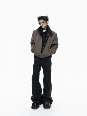Textured Color-Block Cropped Jacket for Streetwear - main image 3