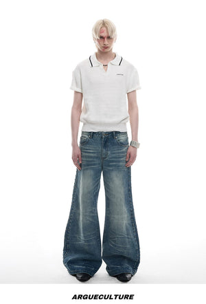 desc::textured-knit-polo-contrast-stitching-oversized-shirt-detail-img-15