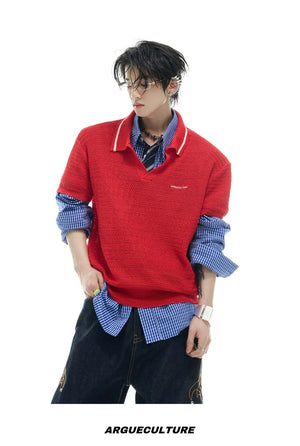 desc::textured-knit-polo-contrast-stitching-oversized-shirt-detail-img-9