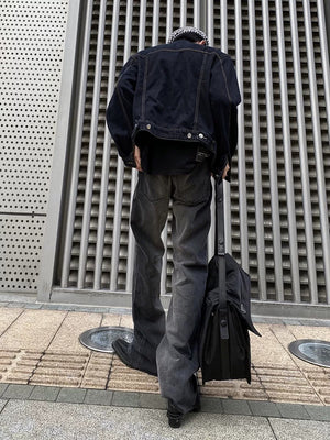 Black version of the gradient tie-dye flared pants