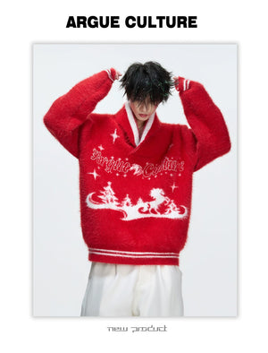 desc::v-neck-faux-mink-christmas-sweater-oversized-knit-detail-img-12