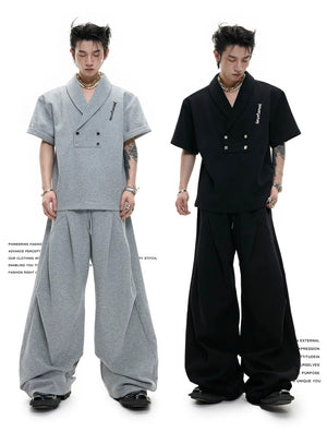desc::v-neck-padded-shoulder-tee-pleated-pants-streetwear-set-detail-img-1
