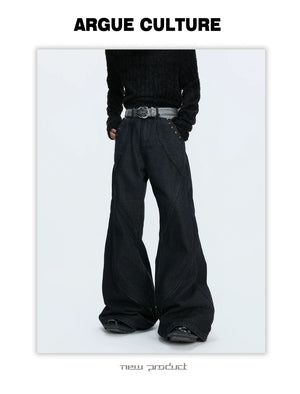 desc::vintage-distressed-washed-flare-denim-with-red-rhinestones-detail-img-14