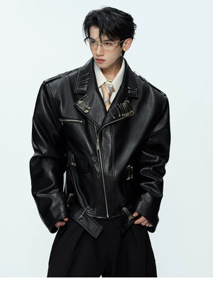 desc::vintage-geisha-graphic-pin-cropped-leather-jacket-detail-img-5