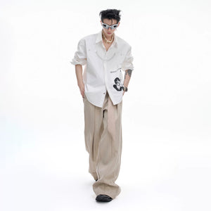 White version of the vintage graphic patchwork long sleeve shirt