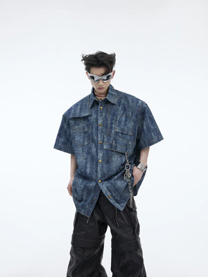 Back view of loose fit tie-dye gradient streetwear shirt