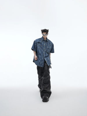 Lifestyle shot of a model wearing the vintage tie-dye polo shirt