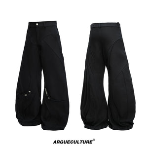 Washed Curved-Leg Cargo Pants in Cotton Lyocell Blend - Washed Black