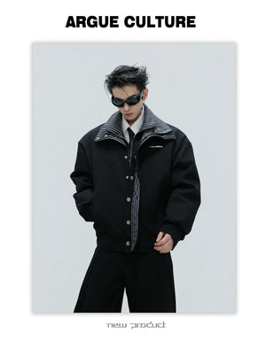 desc::washed-stripe-fake-two-piece-harrington-jacket-padded-coat-detail-img-14