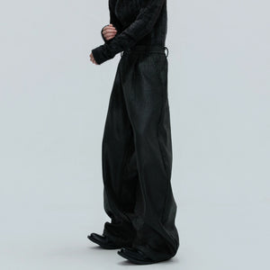 Close up of gray distressed waxed fabric and ribbed texture