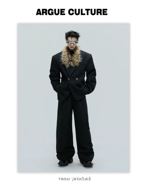 desc::wool-fur-collar-oversized-blazer-wide-leg-suit-set-detail-img-1