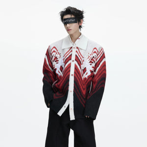 Back view of the heavy knit gradient cardigan jacket