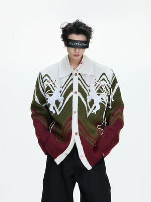 Gradient Color-Block Wool-Blend Cardigan Sweater - main image 1