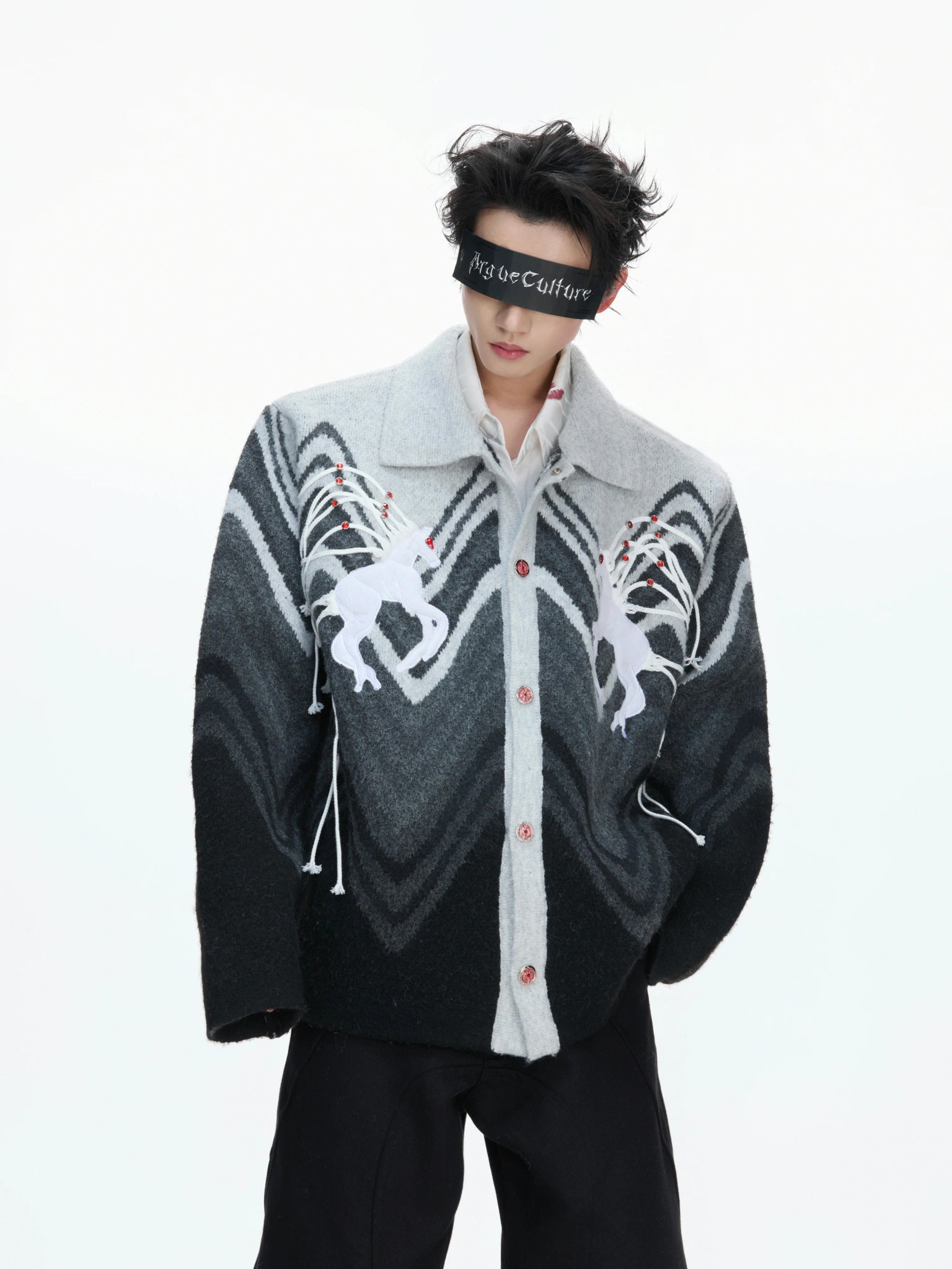 Gradient Color-Block Wool-Blend Cardigan Sweater - main image 3