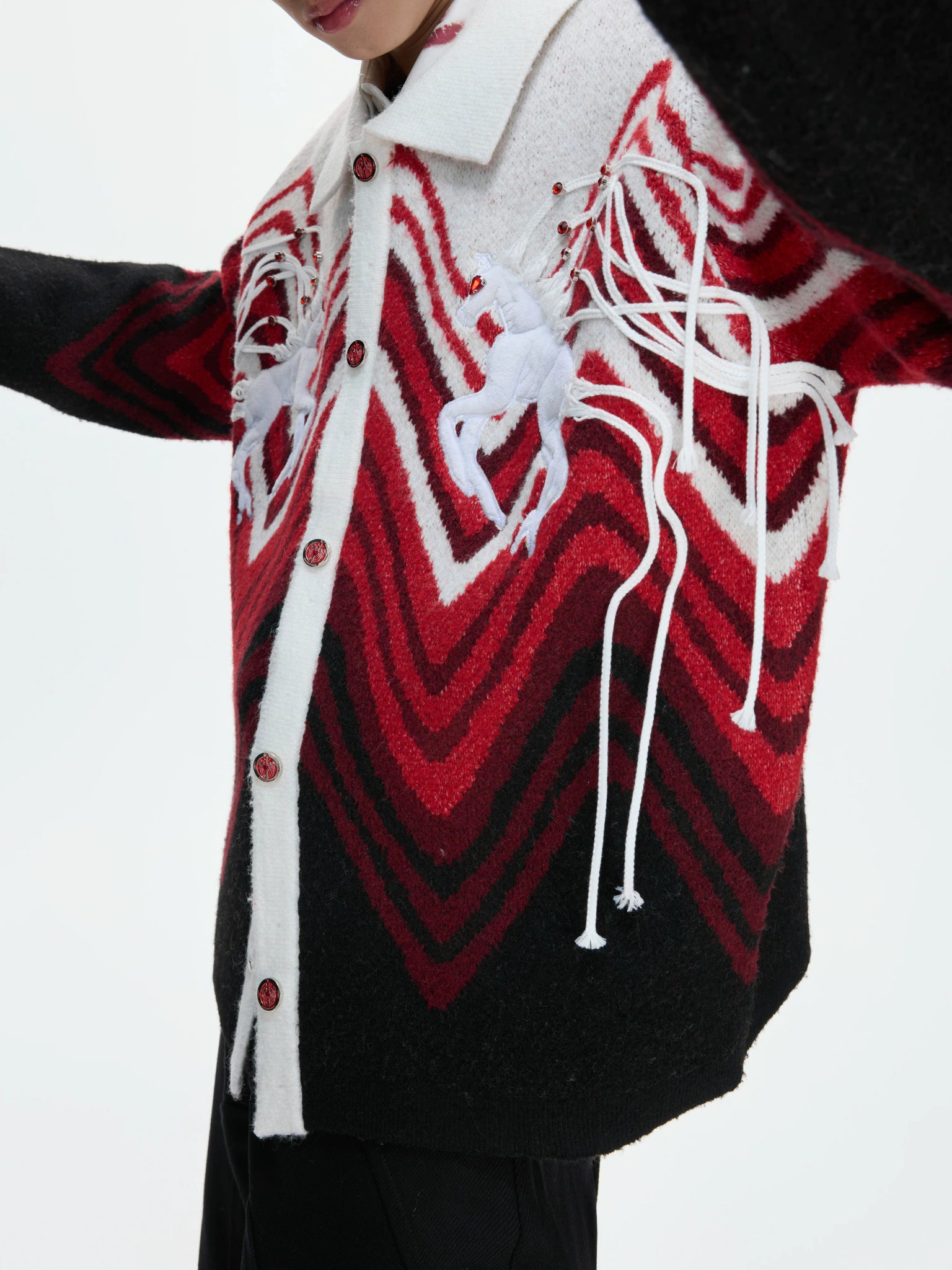 Gradient Color-Block Wool-Blend Cardigan Sweater - main image 4
