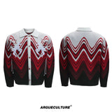 Gradient Color-Block Wool-Blend Cardigan Sweater - Red