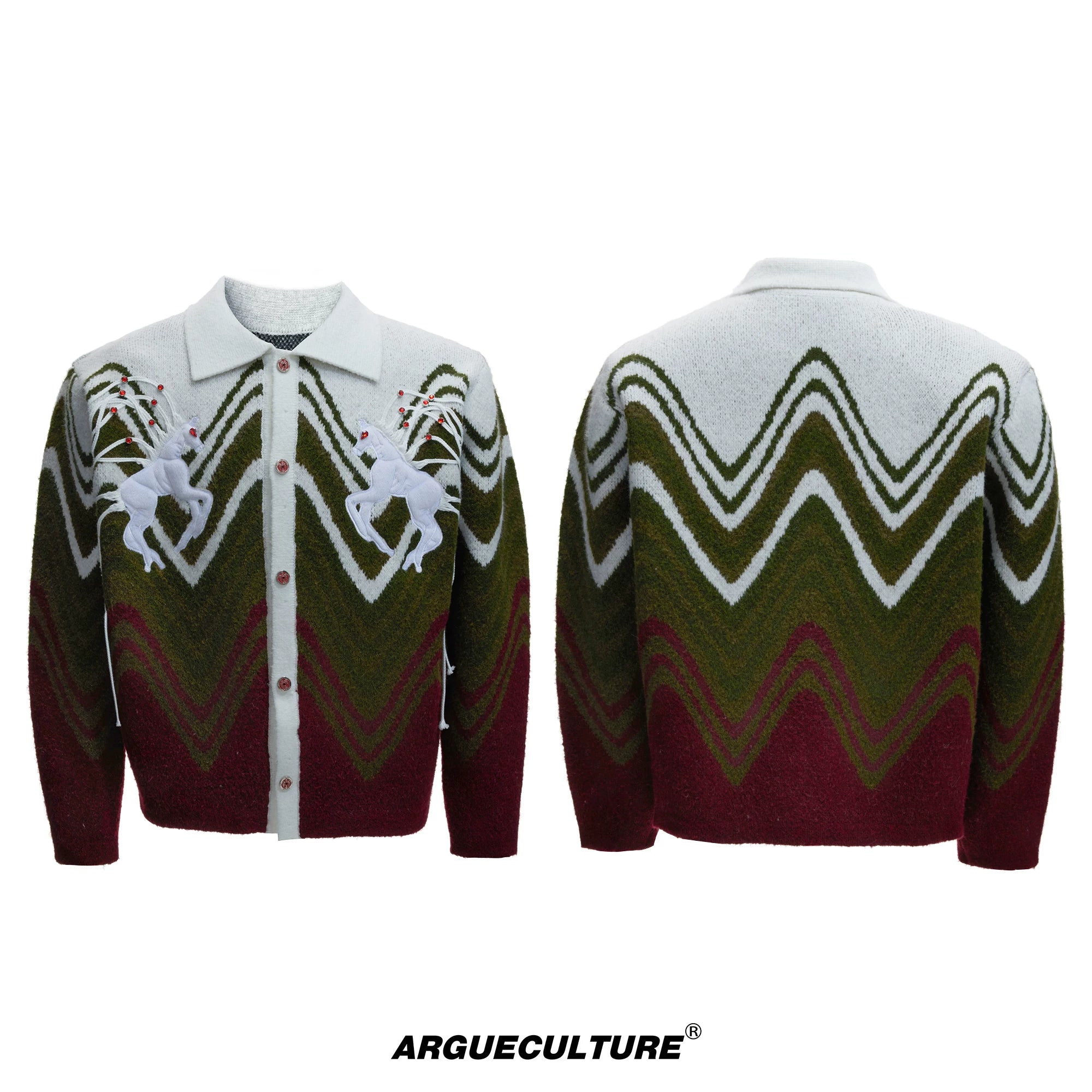 Gradient Color-Block Wool-Blend Cardigan Sweater - Green