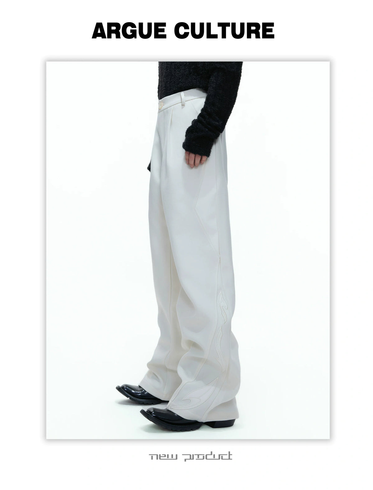 Split-Panel Wide-Leg Trousers | Color-Block Utility Style - description image 3