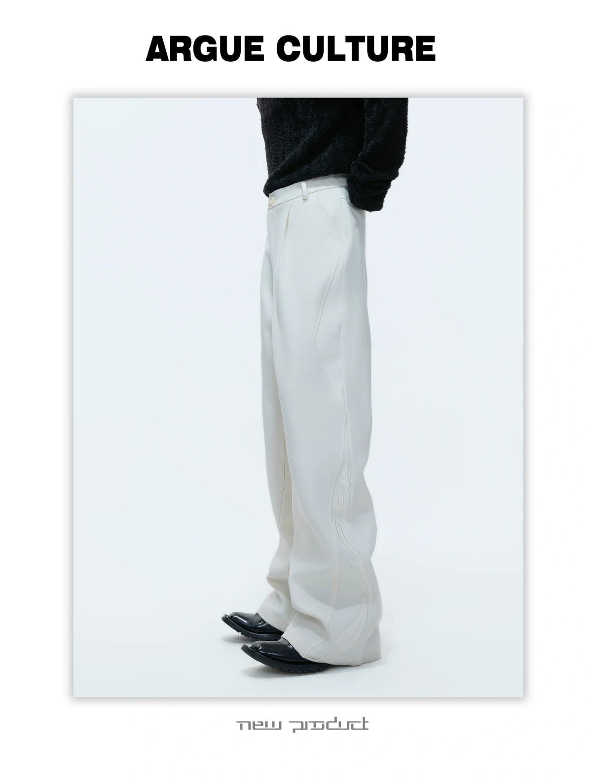 Split-Panel Wide-Leg Trousers | Color-Block Utility Style - description image 6