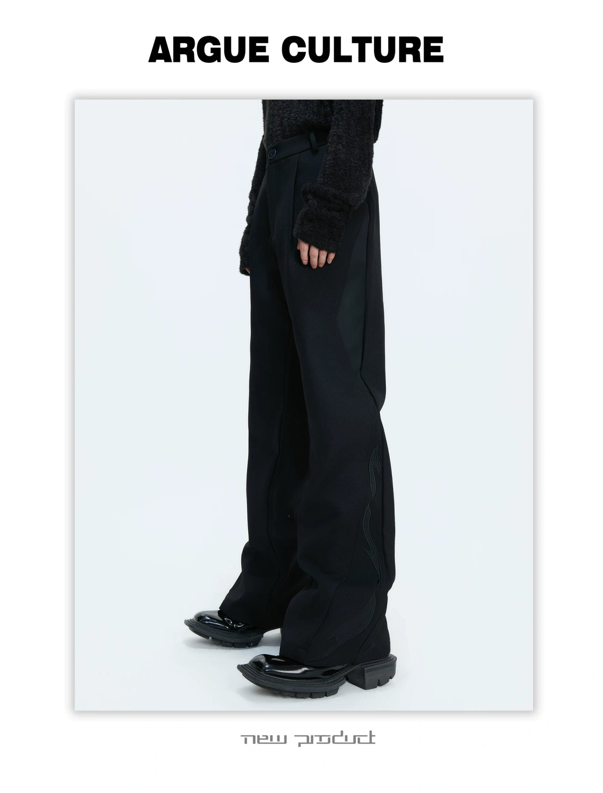 Split-Panel Wide-Leg Trousers | Color-Block Utility Style - description image 9