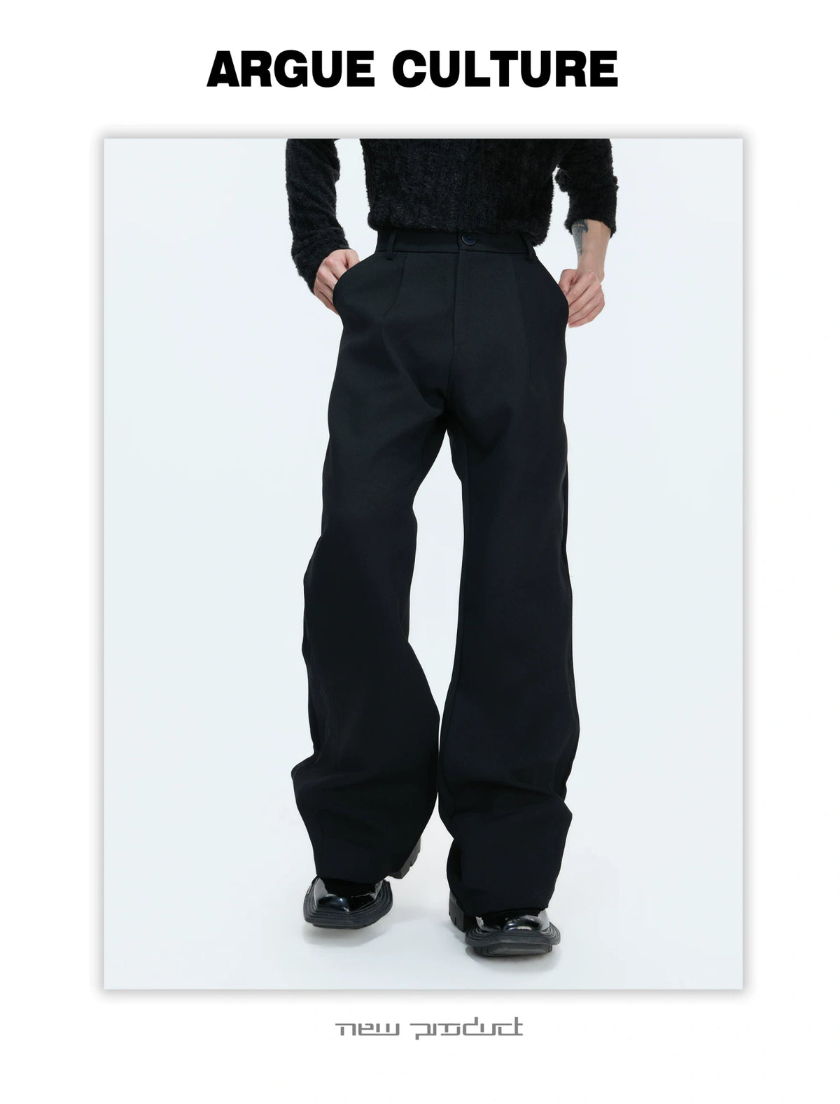 Split-Panel Wide-Leg Trousers | Color-Block Utility Style - description image 10
