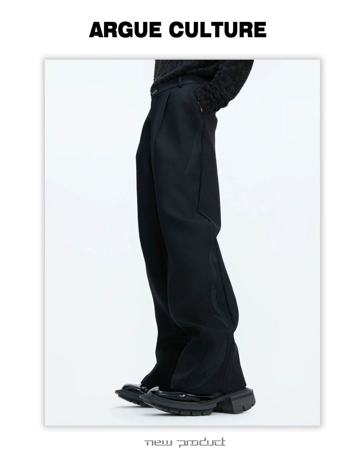 Split-Panel Wide-Leg Trousers | Color-Block Utility Style - description image 11