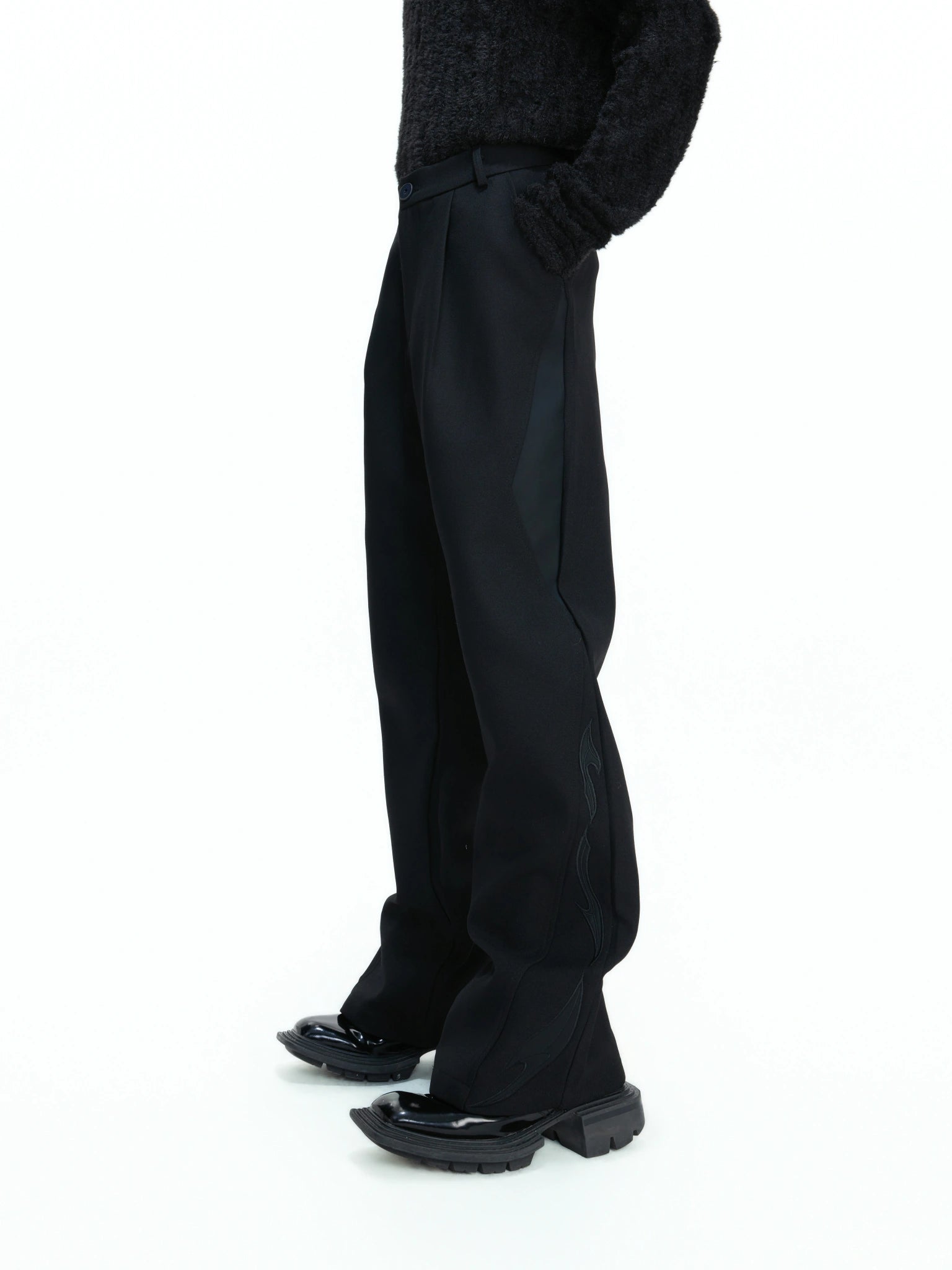 Split-Panel Wide-Leg Trousers | Color-Block Utility Style - main image 1