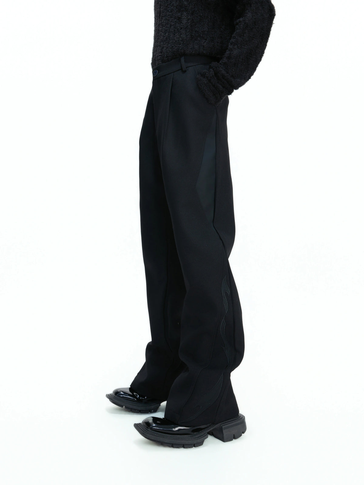 Split-Panel Wide-Leg Trousers | Color-Block Utility Style - main image 1