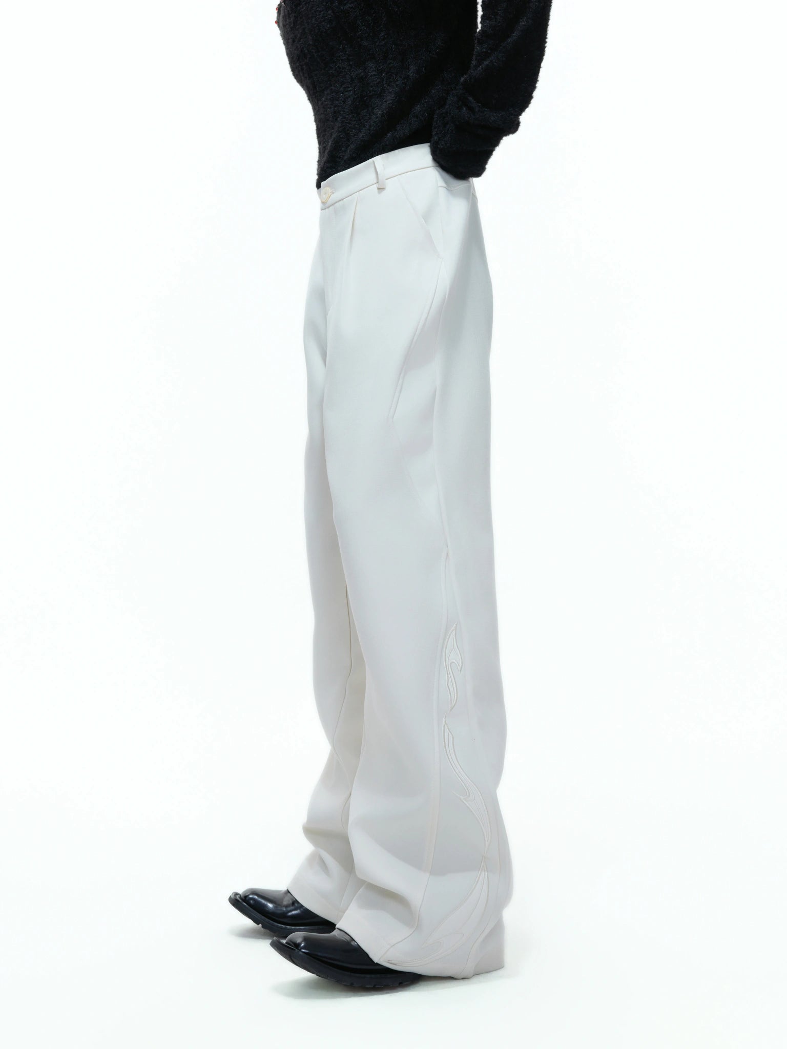 Split-Panel Wide-Leg Trousers | Color-Block Utility Style - main image 3
