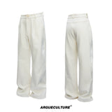 Split-Panel Wide-Leg Trousers | Color-Block Utility Style - White
