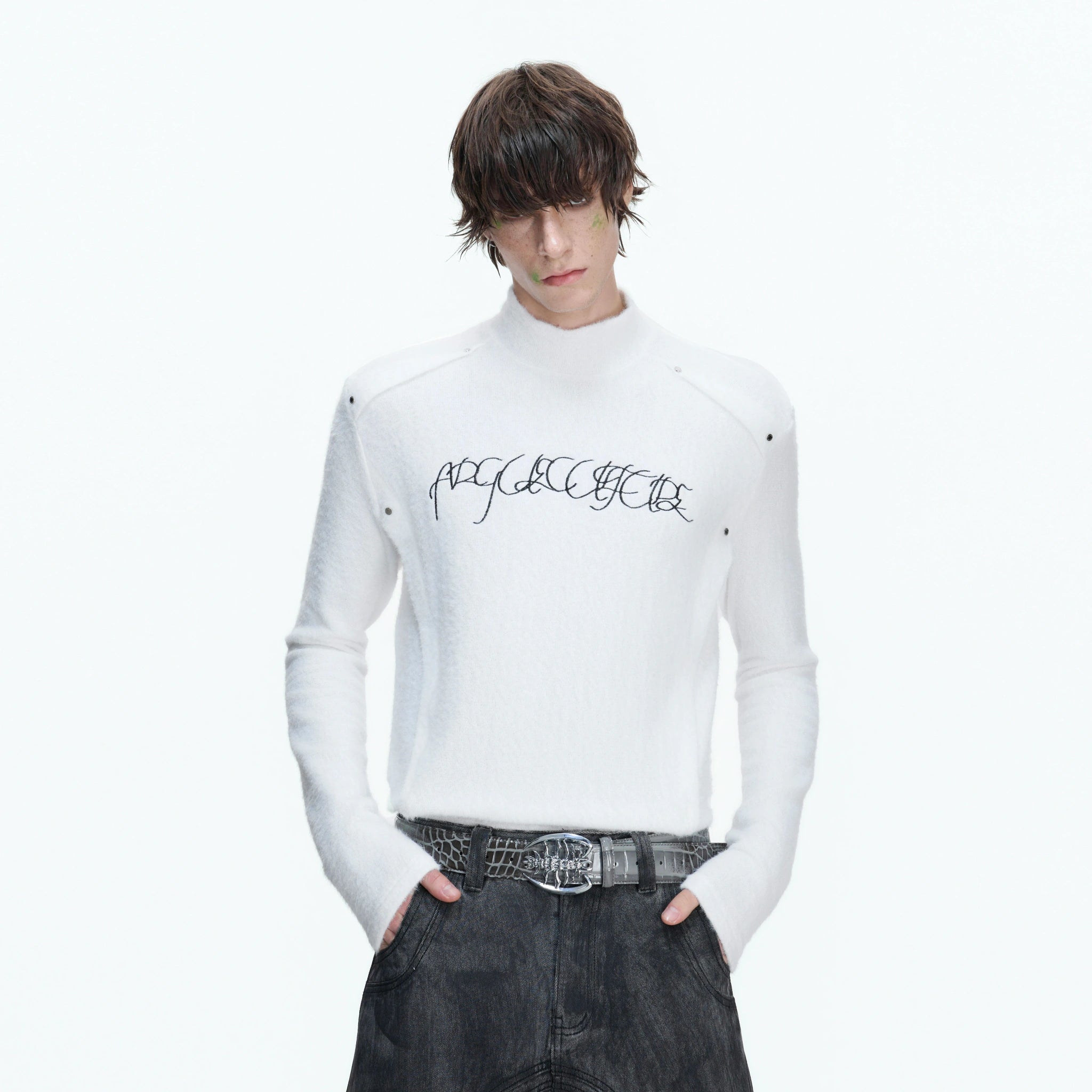 Deconstructed Cotton Mock-Neck Top | Argue Culture - main image 2