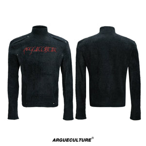 Deconstructed Cotton Mock-Neck Top | Argue Culture - Black Top