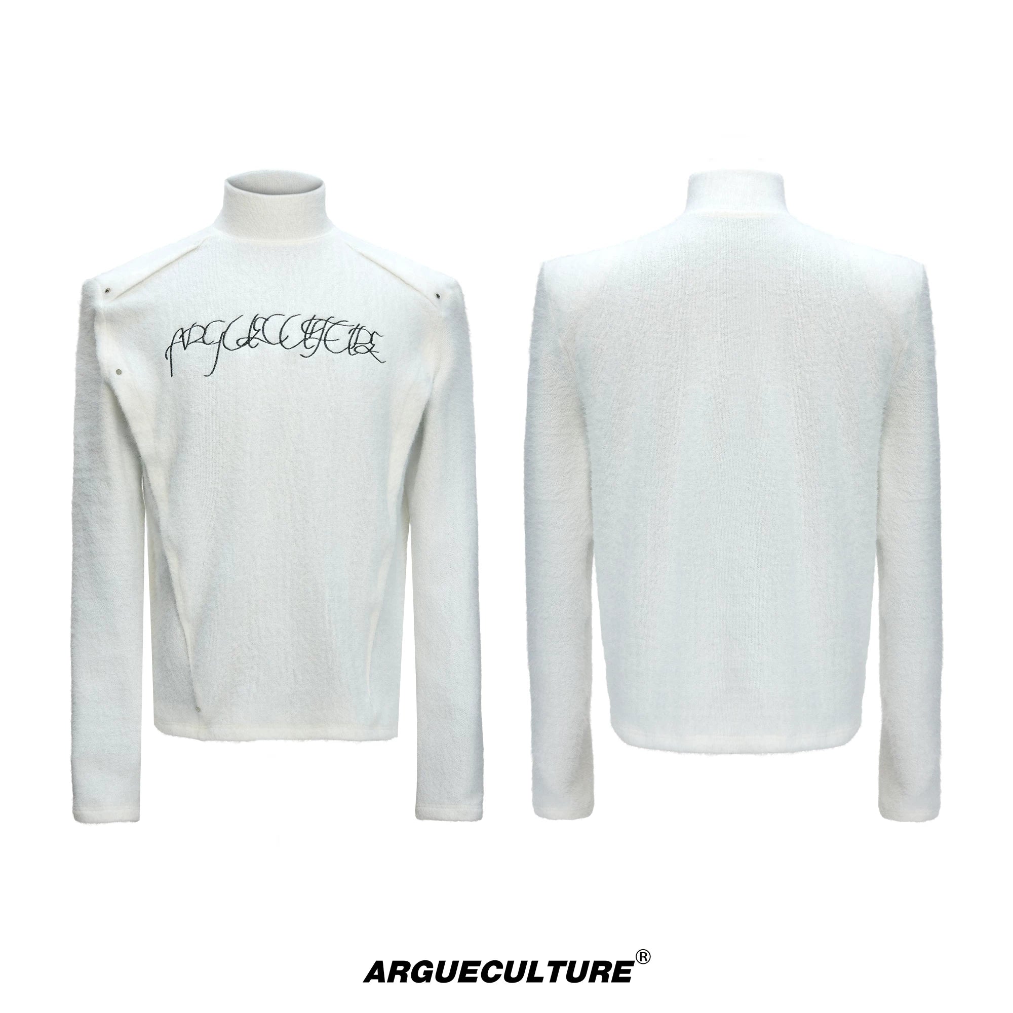 Deconstructed Cotton Mock-Neck Top | Argue Culture - White Top