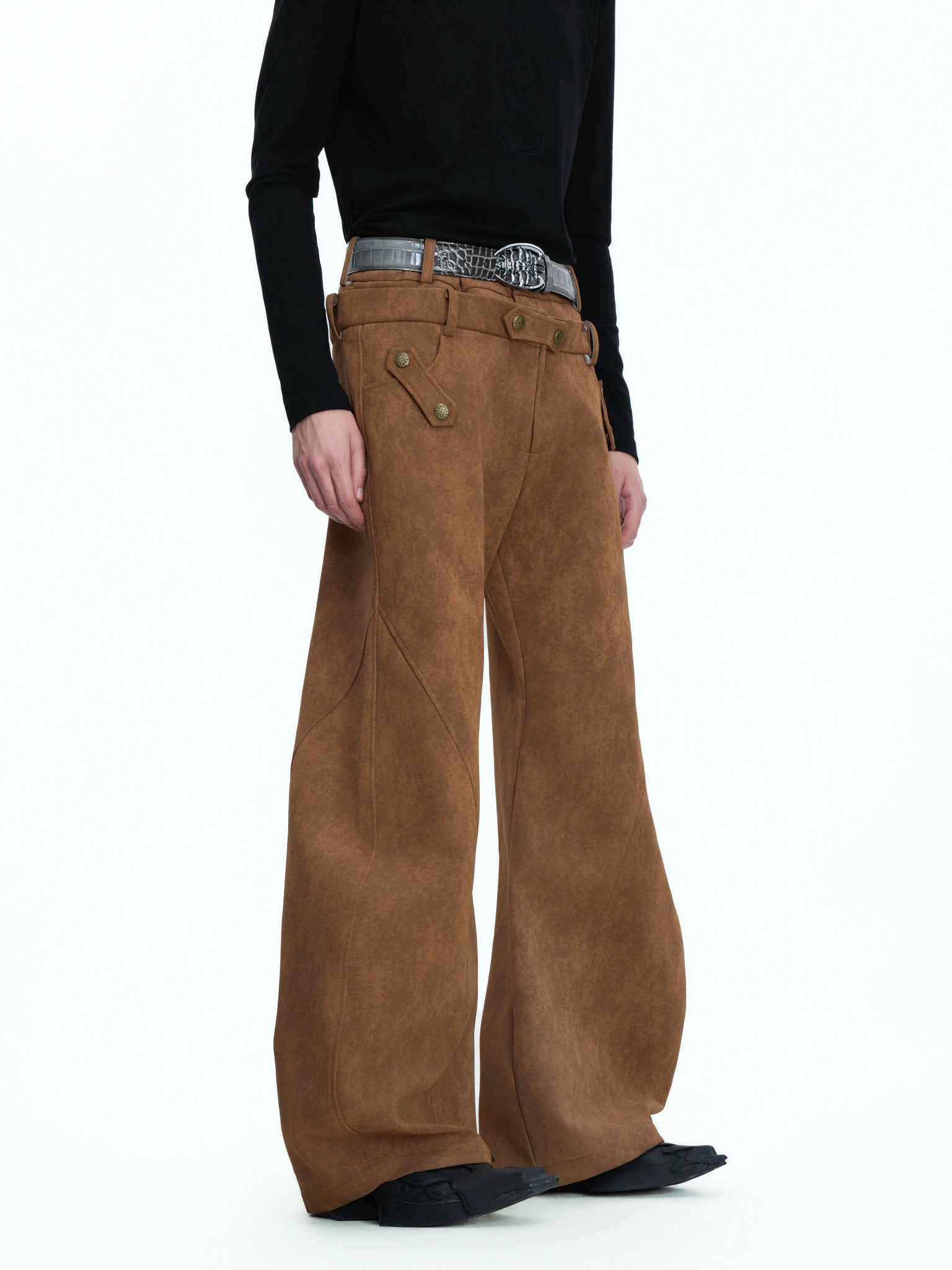 Panelled Straight-Leg Pants | Avant-Garde Streetwear - main image 3