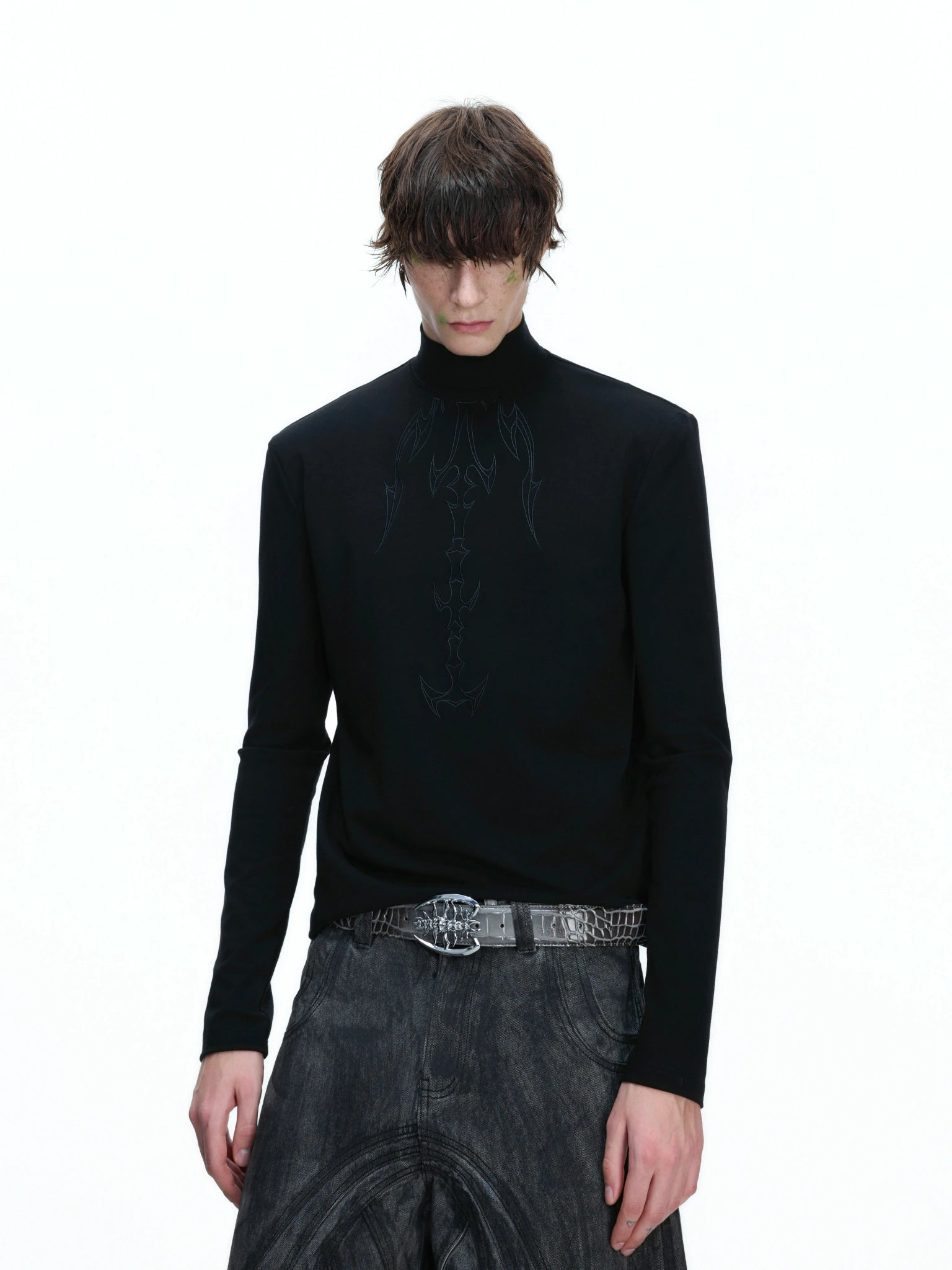 Spine Embroidery Cotton Long-Sleeve Top | Unisex - main image 2