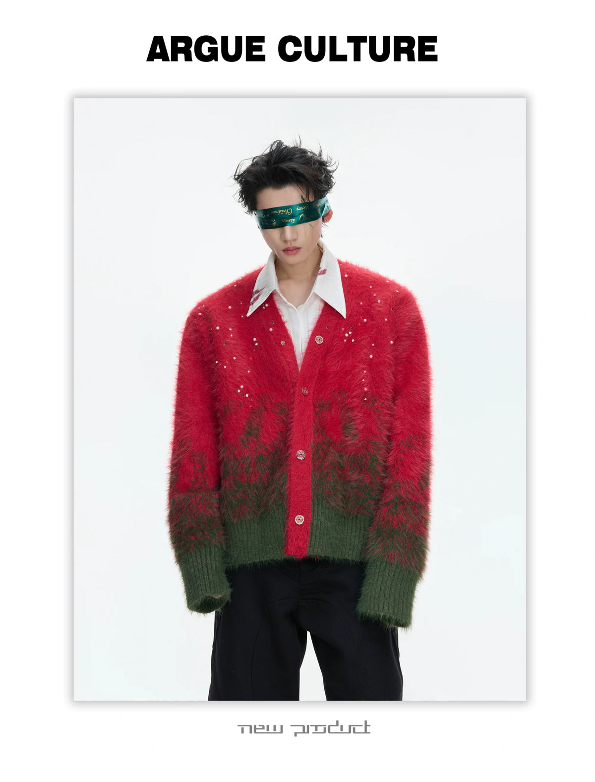 Gradient Wool-Blend Knit Cardigan | Unisex Streetwear - description image 5