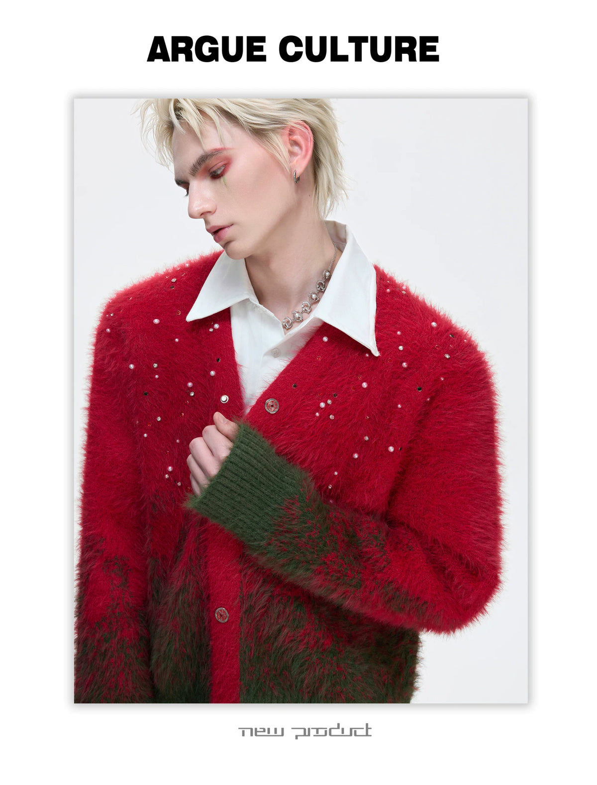 Gradient Wool-Blend Knit Cardigan | Unisex Streetwear - description image 7