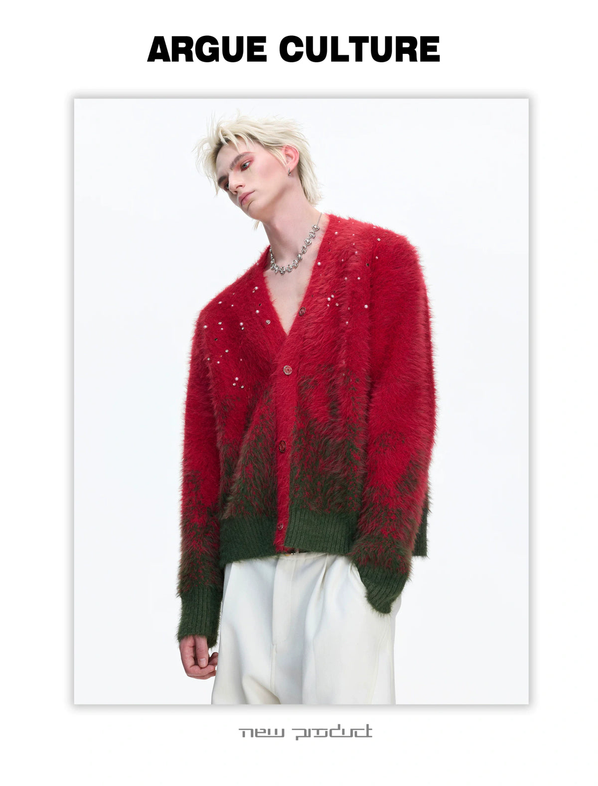 Gradient Wool-Blend Knit Cardigan | Unisex Streetwear - description image 8