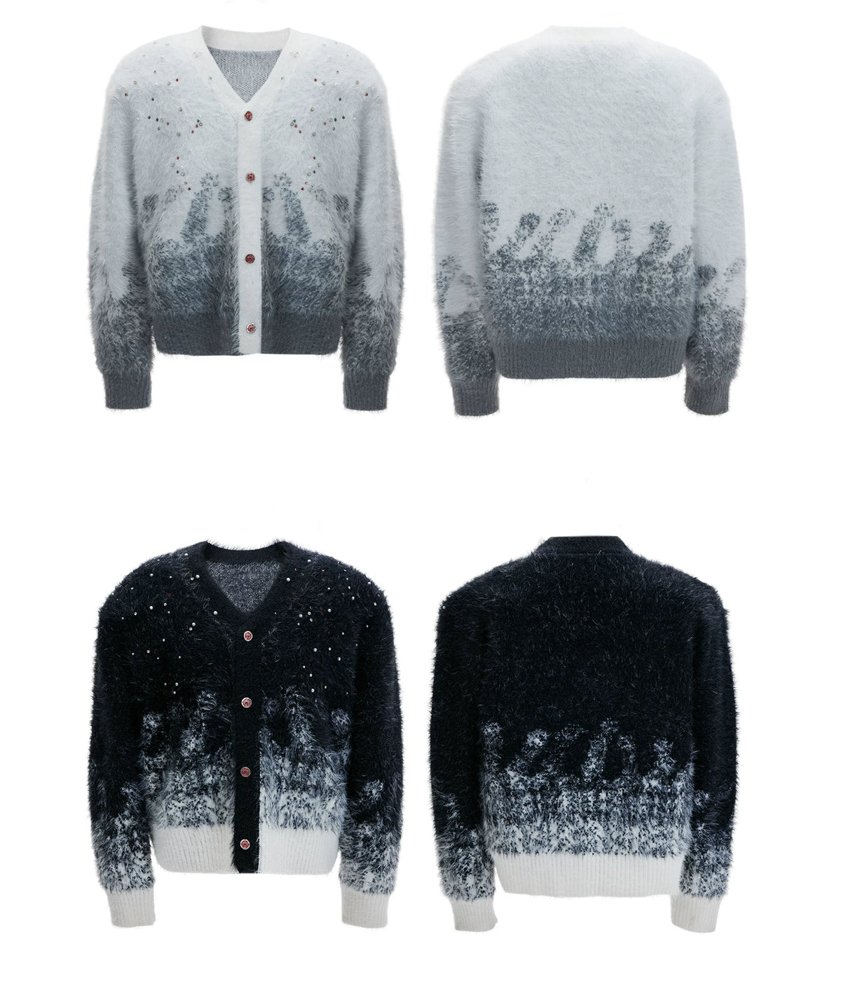 Gradient Wool-Blend Knit Cardigan | Unisex Streetwear - description image 11