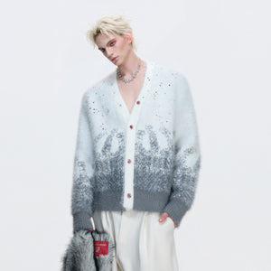 Gradient Wool-Blend Knit Cardigan | Unisex Streetwear - main image 2