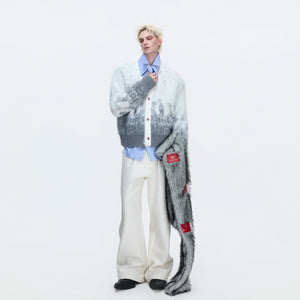 Gradient Wool-Blend Knit Cardigan | Unisex Streetwear - main image 5