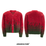 Gradient Wool-Blend Knit Cardigan | Unisex Streetwear - Red - In Stock