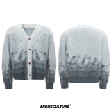 Gradient Wool-Blend Knit Cardigan | Unisex Streetwear - White - In Stock
