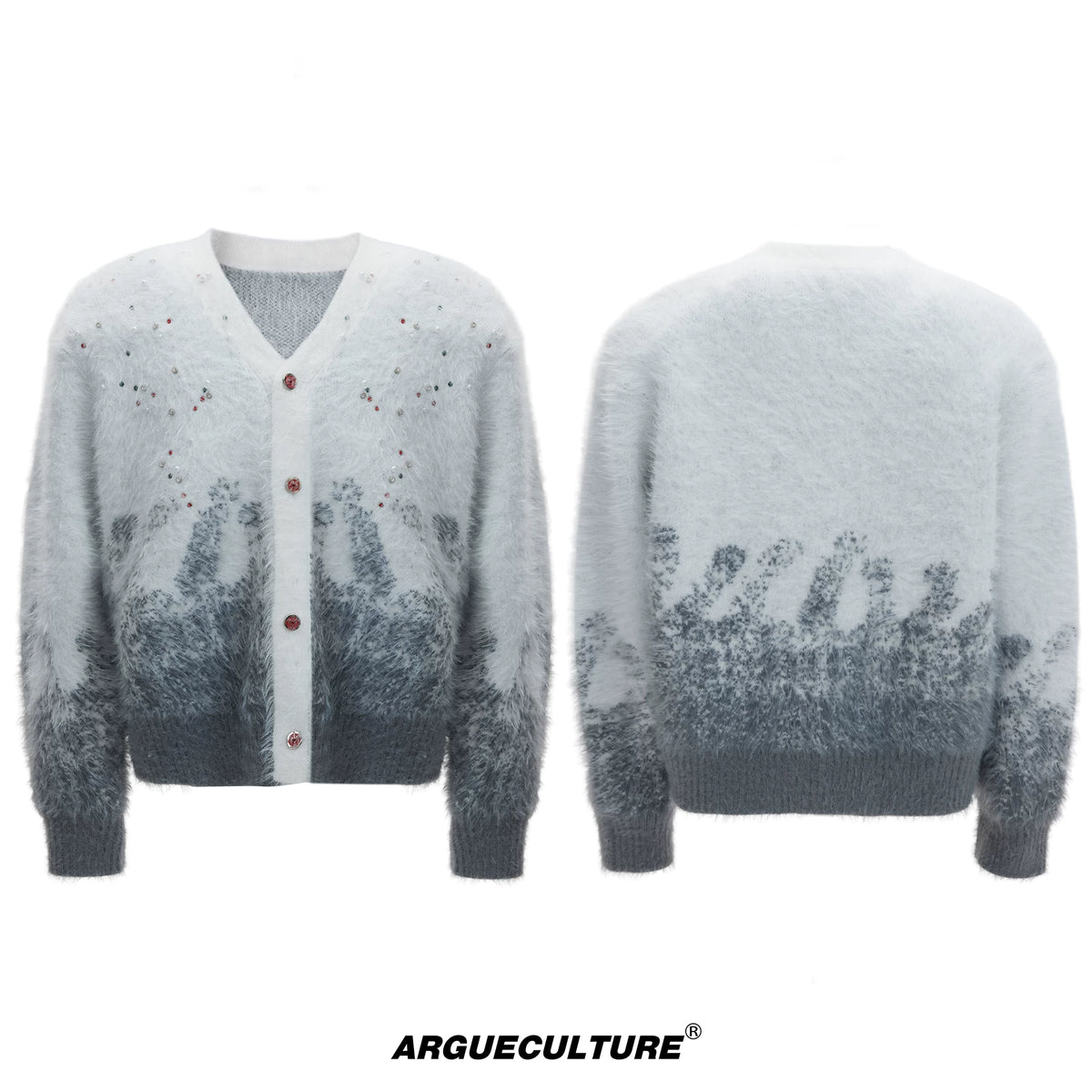Gradient Wool-Blend Knit Cardigan | Unisex Streetwear - White - In Stock