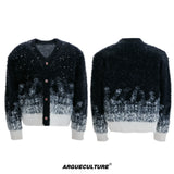 Gradient Wool-Blend Knit Cardigan | Unisex Streetwear - Black - In Stock